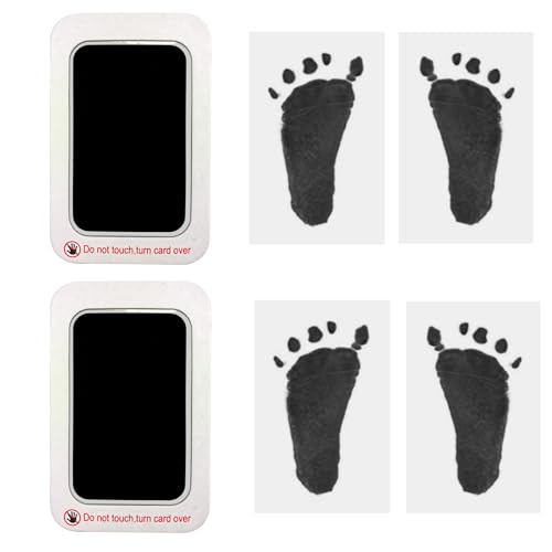 RIKWOG Baby Footprint and Handprint Kit, 2 Black Inkless Print Pads + 4 Imprint Cards, Dog Paw Print Kit Clean Touch Ink Pad Perfect Keepsake Gift for Newborns and Pets Printing Touch Imprints - color: Black, size: 2 pack