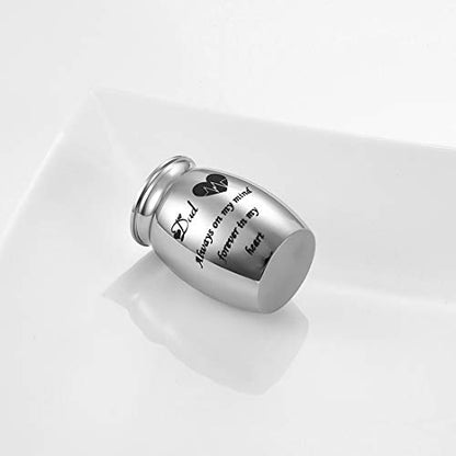 Decorative Memorial Keepsake Urns for Cremains Stainless Steel Mini 1.57 Inch High Small Funeral Urns Cremation Ashes Holder for Family Members - style: Dad