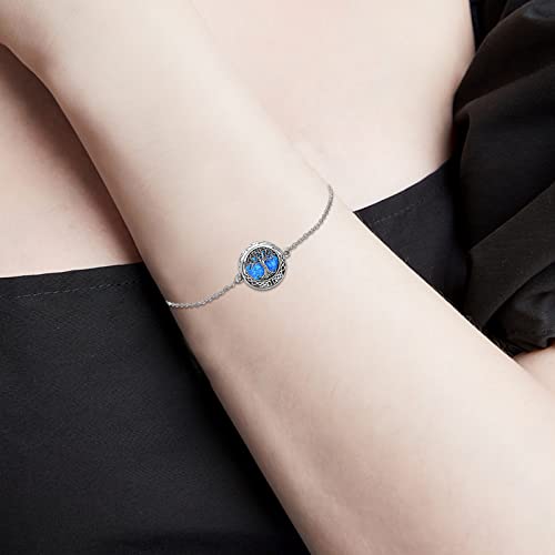 ONEFINITY Sunflower/Tree of Life Urn Bracelet for Ashes 925 Sterling Silver Sunflower/Tree of Life Cremation Keepsake Pendant Locket Bracelet for Women Mom - style: Opal Tree of Life Urn Bracelet