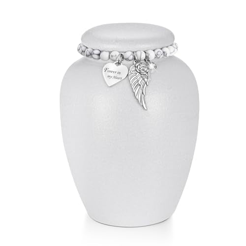 SOITIS Urn for Human Ashes Keepsake- 4.8 Inches White Ceramic Urn Ashes Keepsake, Memorial Holder Decorative Urn, Funeral Cremation Urns for Women Men Small Urn for Human Ashes - color: White