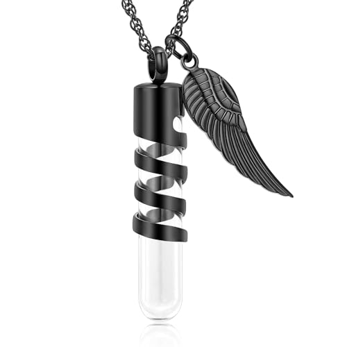 Imrsanl Glass Hourglass Urn Necklace Cremation Jewelry for Ashes - color: Glass-Black