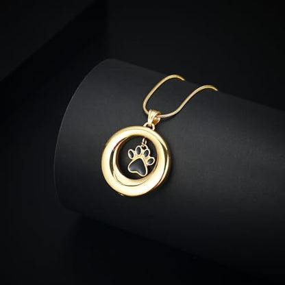 Dog Paws Cremation Jewelry Pet/Cat/Dog Paws Urn Necklaces for Ashes Stainless Steel Pet Ashes Holder Memorial Keepsakes Locket Pendant Jewelry for Men Women - color: Gold