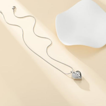 Cremation Jewelry Heart Urn Necklace for Human Ashes for Women Men A Piece of My Heart Lives in Heaven Memorial Ashes Keepsake Pendant - color: Silver-Grandma