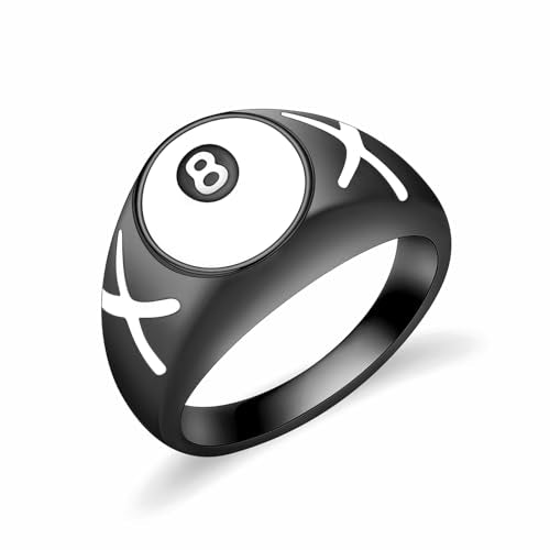 Minicremation Cremation 8 Ball Urn Ring for Ashes Stainless Steel Lucky 8 Billiards Balls Ring Waterproof Memorial Keepsake Cremation Ring Holds Loved Ones Ash with Filling Kits - color: Black 10#