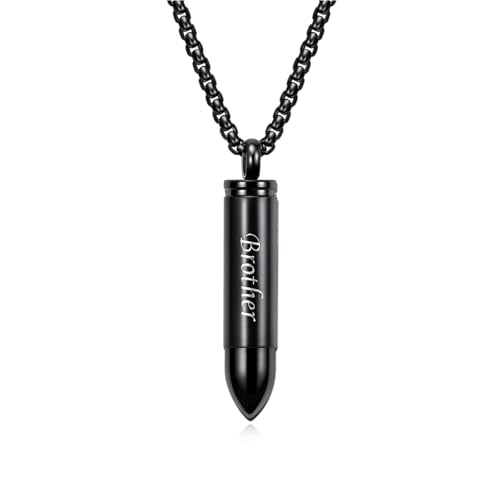 Rnivida Stainless Steel Urn Ashes Pendant Necklace with Cross Bible Verse, Urn Necklace for Men - color: Black - Brother