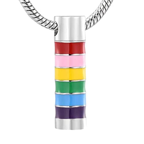Urn Necklace for Ashes Memorial Cremation Jewelry for Ashes, Urns Pendant Keepsake Jewelry with Funnel Kit and Velvet Bag - style: Rainbow