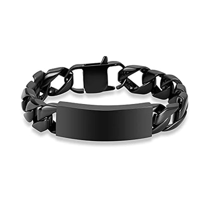constantlife Cremation Bracelet for Ashes for Men - Stainless Steel Cuban Link Urn Bracelet Keepsake Ash Holder Cremation Memorial Jewelry - color: Black