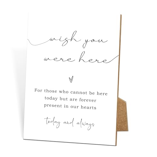 Wish You Were Here, Minimalist Memorial Sign - 8x11 White, Table Decor for Wedding or Loss of Loved One - style: Wedding Memorial Sign01