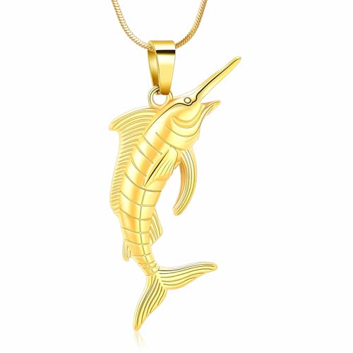 Minicremation Dolphin Shape Cremation Jewelry Necklace for Ashes Stainless Steel Ashes Holder Memorial Jewelry Keepsake Urn Pendant +fill kit - color: Gold-A