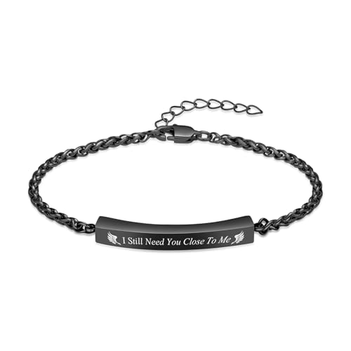 Oinsi Cremation Jewelry Urn Bracelet for Ashes for Women Men Adjustable Memorial Ashes Keepsake Bangle Manmade Rope Braided Bracelet - color: B-Black - I Still Need You Close To Me