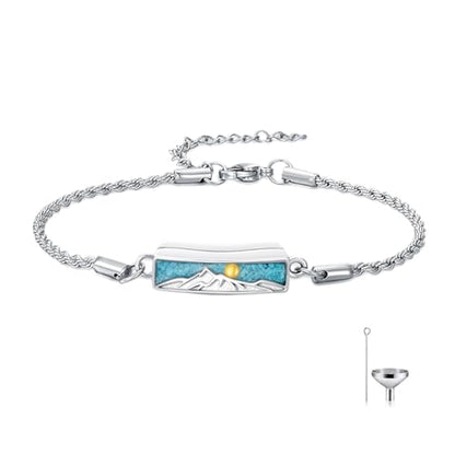 YYB Urn Bracelet for Ashes Hummingbird/Dragonfly/Butterfly/Sunflower Turquoise Locket Bracelet Cremation Memorial Jewelry Mothers Day Gifts for Women - color: Mountain