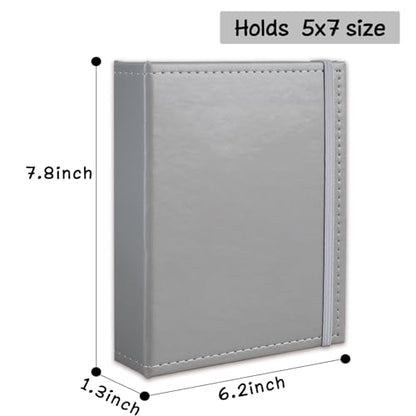 Small Photo Album 5x7 52 Pockets Leather Cover Picture Book Holds 5x7 Photos for Wedding, Baby, Family, Graduation - color: Grey, size: 5x7 (1 PK)