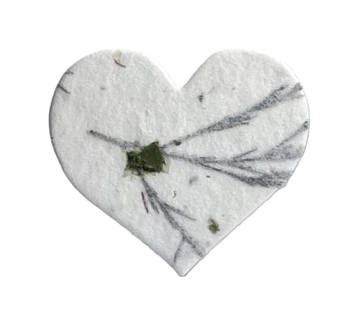 Of The Earth Handmade Paper - Small Heart Shape Seed Embedded Cotton Tags - 1.75" X 1.5" - Set of 50 (36s Fern & Chard) - color: 36s Fern & Chard