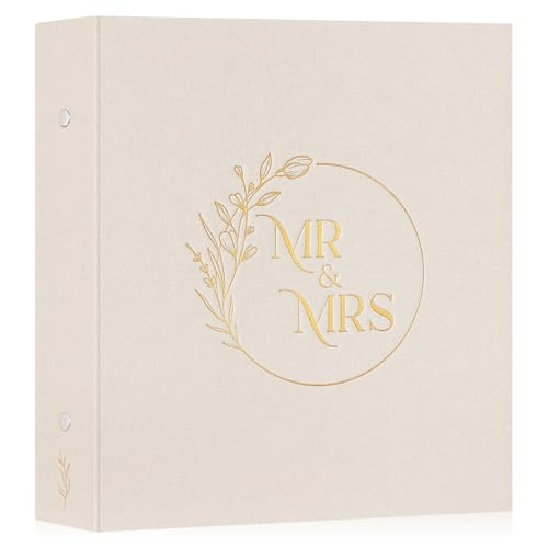 Lanpn Wedding Photo Album 4x6 600 Pockets, Large Capacity Newlywed Marriage Albums Linen Hardcover Slip in Holds 600 horizontal Vertical Photos (Beige) - color: Windowless-Beige, size: 600 Photos