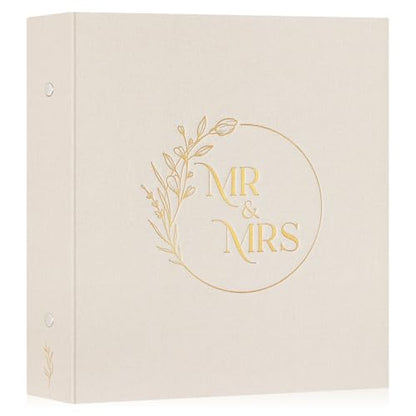 Lanpn Wedding Photo Album 4x6 600 Pockets, Large Capacity Newlywed Marriage Albums Linen Hardcover Slip in Holds 600 horizontal Vertical Photos (Beige) - color: Windowless-Beige, size: 600 Photos