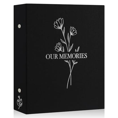 Lanpn Photo Album 4x6 400 Pockets, Linen OUR MEMORIES Hardcover Photo Book Photobook Holds 400 Vertical Pictures Only Black - color: Black, size: 400 Photos