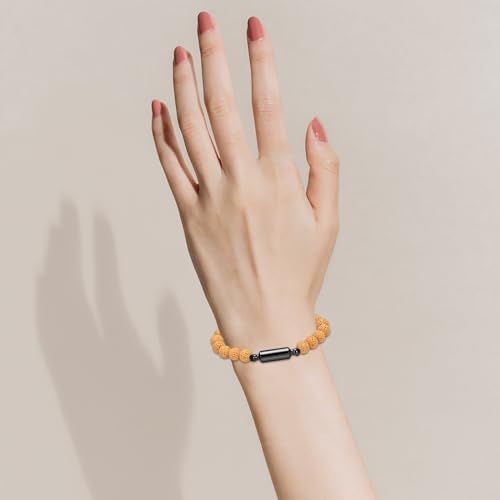 Oinsi Lava Rock Bracelet With Tube Memorial Urn Jewelry For Ashes Of Loved Ones Keepsake Cremation Bracelet Women Men Adjustable Length - color: Yellow