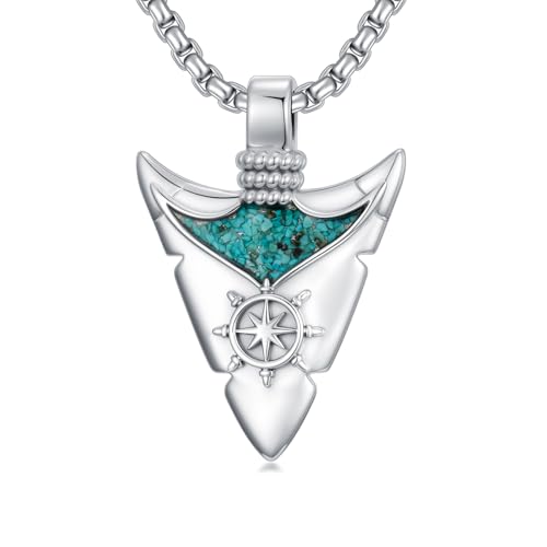 Arrowhead Necklace 925 Sterling Silver Arrow Pendant Necklace Jewelry Gifts for Men Women Lover - color: Silver-A05