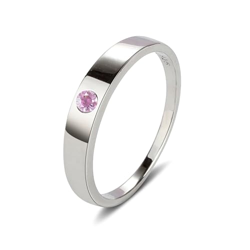 Precious Pieces Dainty CZ Ring, 925 Sterling Silver - color: Pink CZ