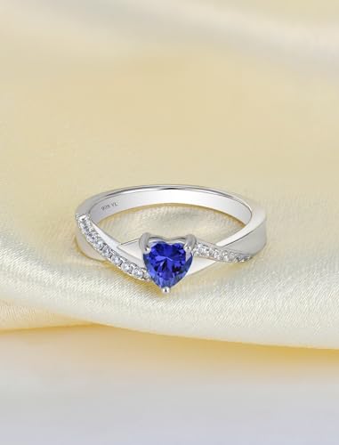 YL 925 Sterling Silver Engagement Rings 5MM Heart Cut Birthstone Infinity Ring for Women-size5 - color: 12-tanzanite-Dec