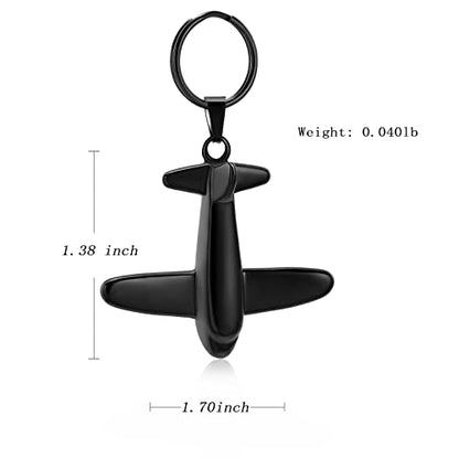 Minicremation Cremation Jewelry Urn Keychain for Ashes Airplane Memorial Urn Pendant for Human Pet's Keepsake Key Chain - color: Black