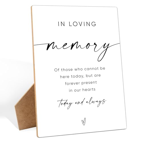 In Loving Memory Sign for Wedding Reception, Memory Table Sign for Funeral and Wedding Reception Decorations, 8x11" White Wedding Memorial Sign Memorial Decorations for Loss of Loved One, 01 - style: In Loving Memory 03