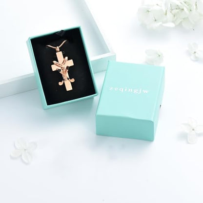 zeqingjw Cross Urn Necklace for Ashes for Men Women Stainless Steel Cremation Golf Clubs Jewelry Ashes Keepsake Memorial Pendant Ash Holder of Loved Ones - color: Rose Gold