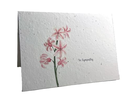 Of The Earth Handmade Paper - Plantable Wildflower Seed Folding Card - Sympathy Designs - 5" x 7" - Set of 3 - w/Recycled Envelopes (Pink Orchid) - color: Pink Orchid