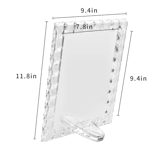 Luxury Crystal Picture Photo Frame,Grid Diamond Craft,Crystal Wedding Frame of Keepsake Photo Frames, Tabletop Display Decor Frame, Clear with Gift Box (8" x 10") - size: 8"x10"
