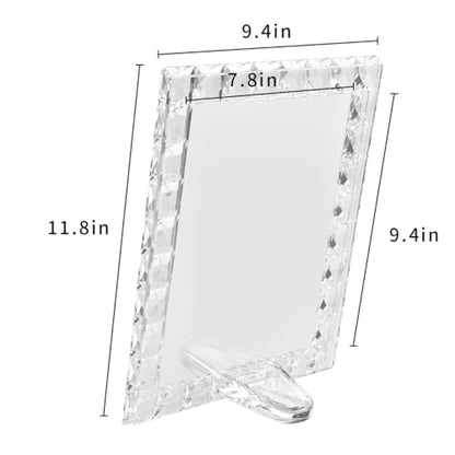 Luxury Crystal Picture Photo Frame,Grid Diamond Craft,Crystal Wedding Frame of Keepsake Photo Frames, Tabletop Display Decor Frame, Clear with Gift Box (8" x 10") - size: 8"x10"
