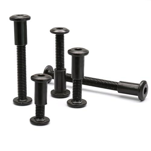 M6 Hex Drive Socket Cap Bolt Kit, Black, 30 Sets | M6x16/25/35/45/55mm, Includes Allen Wrench, Countersunk Screw Barrel Nuts, Binding Screws, For Cabinet - color: Black, size: M6x16/25/35/45/55mm