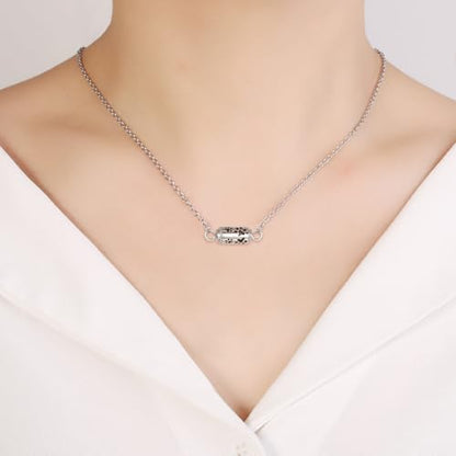 Pet Cremation Jewelry Stainless Steel Paw Print Tube Urn Necklace For Cat Dog Ashes Necklace For Women Keepsake With Filling Kits - color: Necklace