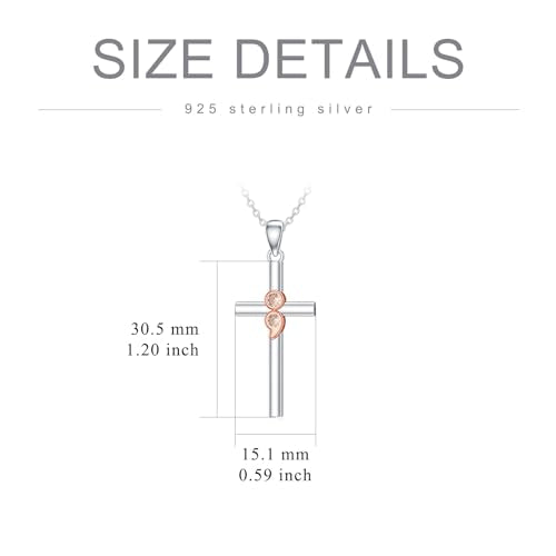 PROESS Cross Necklace for Women Men Sterling Silver Rose/Sunflower Cross Pendant Religious Jewelry Christmas Birthday Mothers' Day Gifts - color: 07-Semicolon