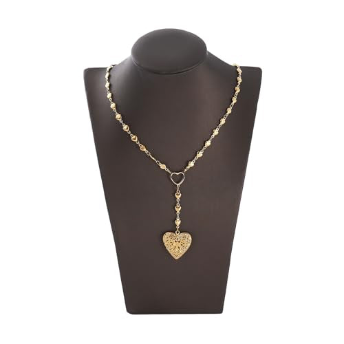 Personalized Heart Locket Necklace for Women Stainless Steel- Heart Necklace - color: Gold-J