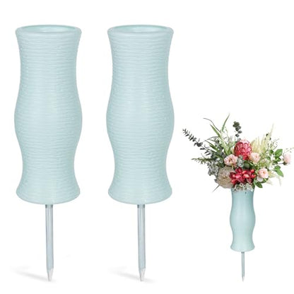 2Pcs Cemetery Vases with Spikes, 7.8 Inch Grave Vases for Cemetery, Plastic Flower Holder Grave Decorations for Cemetery Headstone Graveside