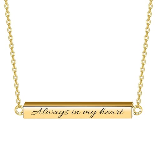 Horizontal Bar Urn Necklaces for Ashes for Women Stainless Steel Keepsake Memorial Cremation Jewelry Ashes Necklace Pendant - color: Gold
