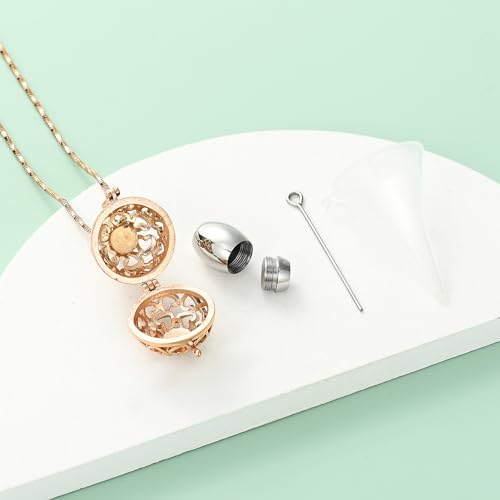 Yinplsmemory Cremation Jewelry Urn Necklace for Ashes with Mini Keepsake Jar - color: Rose gold&silver