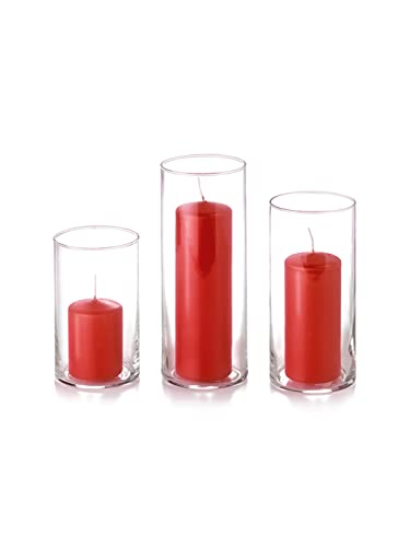yummi Set of 36 Slim Pillars and Cylinder Vases - Brick - color: Brick