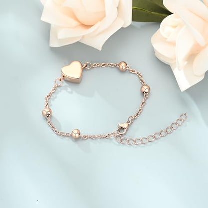 shajwo Pet Cremation Jewelry Paw Print Heart Urn Bracelet for Ashes - color: Rose Gold