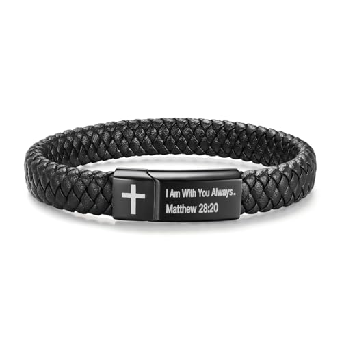 abooxiu Cremation Bracelet for Ashes Leather Urn Bracelet Cremation Jewelry Ash Bracelets Memorial Bangle Ashes Keepsake for Women Men - style: I Am With You Always.