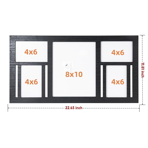 Collage Picture Frame for Wall – Black Multi Photo Frame Holds 8x10 and 4x6 - color: Black, size: 5 Opening-Mixed