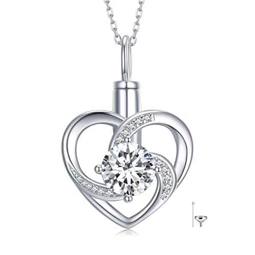 Memorial Necklace 925 Sterling Silver Urn Necklace for Ashes and Locket Necklace Memory Jewelry for Women Men - color: Heart Urn