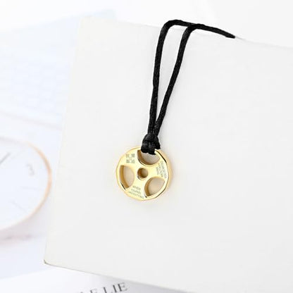 XSMZB Fitness Dumbbell Cremation Jewelry for Human Pet Stainless Steel Weight Plate Urn Necklace for Ashes Keepsake Pendant Urn Jewelry - color: Gold