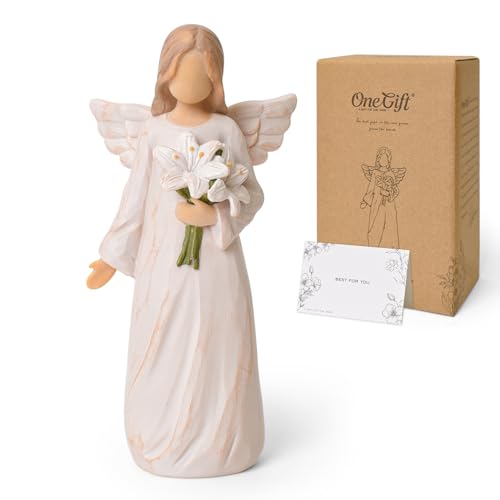 Memorial Angel Figurine with Lily, Sympathy Gifts for Loss of Loved One - style: Lily