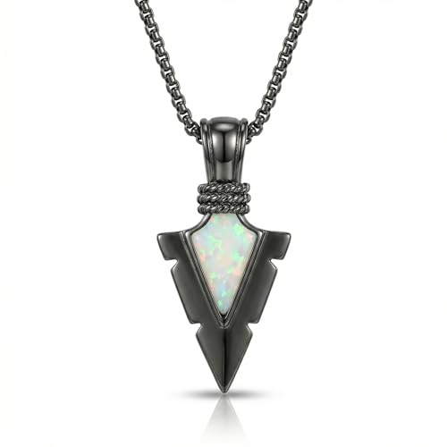 Arrowhead Necklace 925 Sterling Silver Arrow Pendant Necklace Jewelry Gifts for Men Women Lover - color: Black-A08