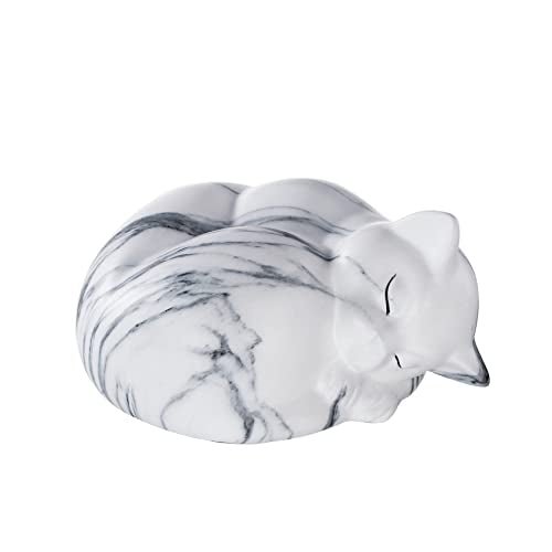 Pet Urns,Sleeping Resin Cremation Cat Urn, Cat Urns for Ashes, Small Animal Urn （White）… - color: White