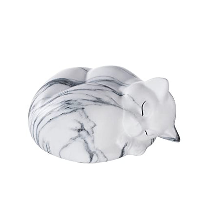 Pet Urns,Sleeping Resin Cremation Cat Urn, Cat Urns for Ashes, Small Animal Urn （White）… - color: White