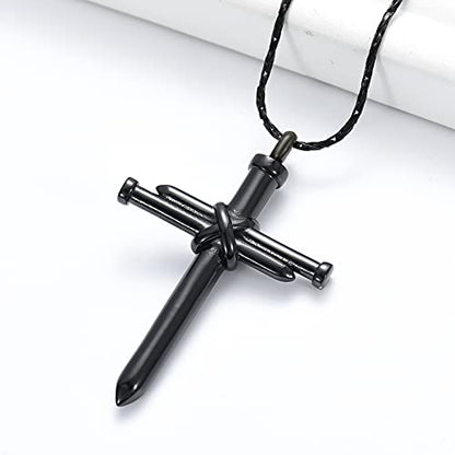 Imrsanl Cremation Jewelry Nail Cross Urn Necklace Pendant - color: Customize
