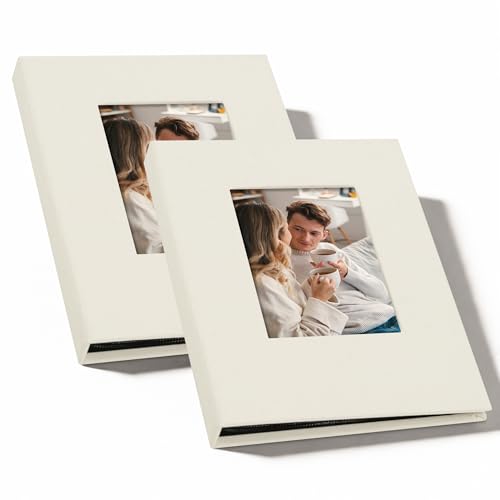 Small 4x6 Photo Album 24 Pockets Linen Cover Beige 2 Pack - color: Beige, size: 24 Pockets 2 Pack