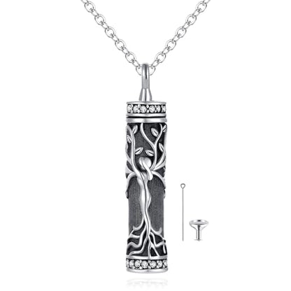 Flower Cute Animal Sterling Silver Pendant Urn Ashes Necklace for Women BF0709 - color: C *Tree Life 4